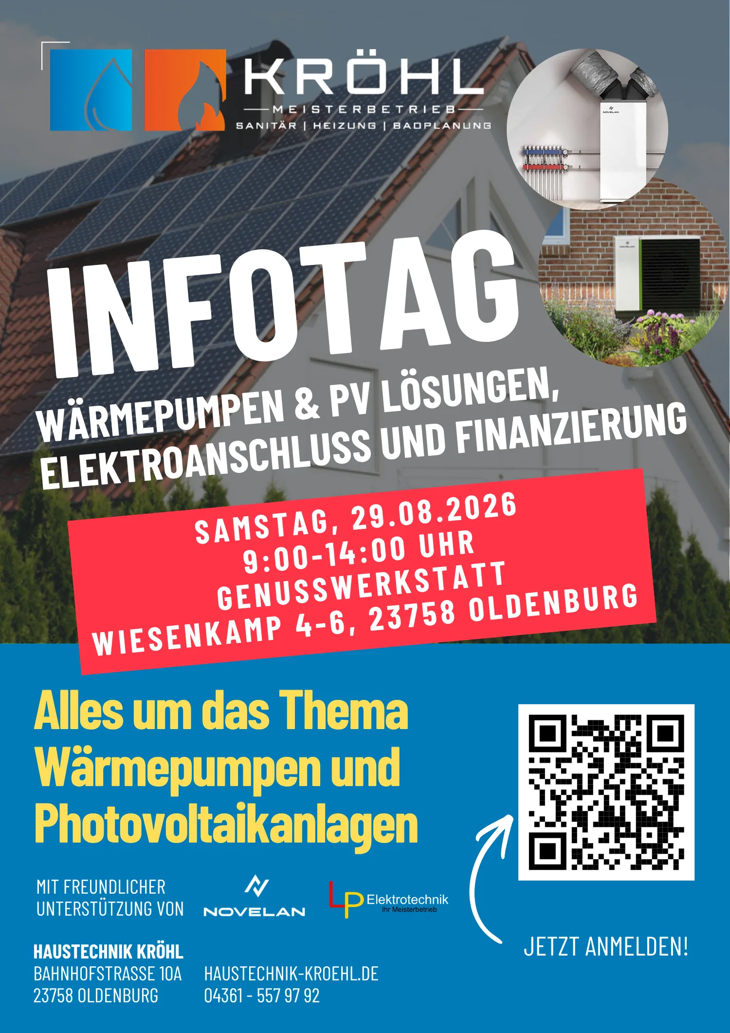 Infotag Wärmepumpen & PV Lösungen, Elektroanschluss und Finanzierung – Flyer
